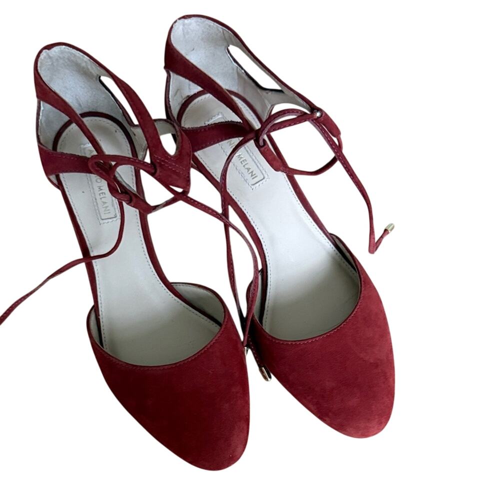 ANTONIO MELANI Rust Red Orange Suede Genuine Leather Lace-Up Heels Pumps Size 7